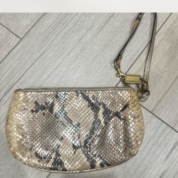 Coach Beige Snakeskin Wristlet - Picture 4 of 6